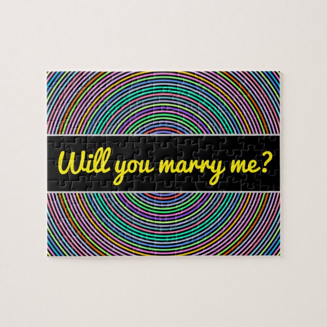 Marry me? + Multicolored Circles/Rings Pattern Jigsaw Puzzle (Horizontal)