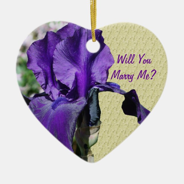 Marry Me Purple Iris Fiançailles Ornement (Devant)