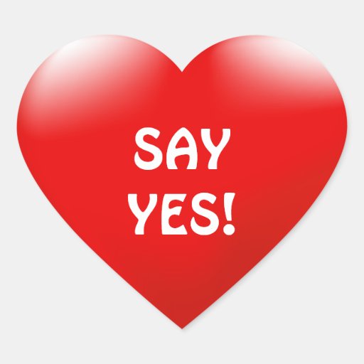 Marry Me Say Yes Red Heart Proposal Sticker | Zazzle