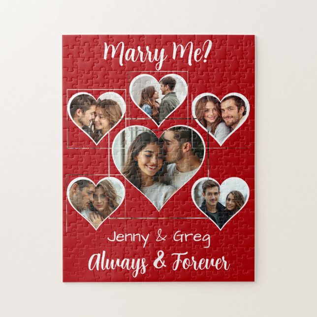 Marry Me?  Six Photo Template Proposal Jigsaw Puzzle (Vertical)