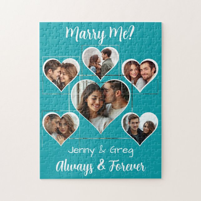 Marry Me?  Six Photo Template Proposal Jigsaw Puzzle (Vertical)