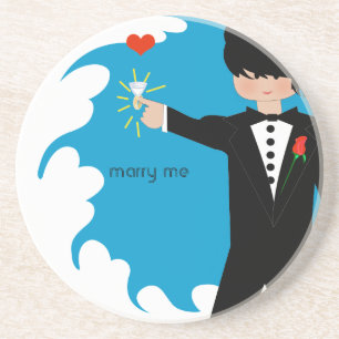 Marry Me Tuxedo Big Diamond Damask Edge Coasters