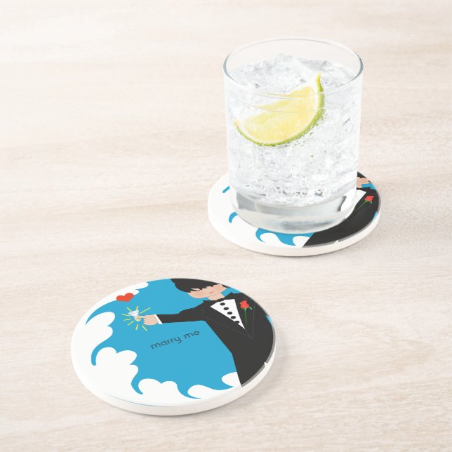 Marry Me Tuxedo Big Diamond Damask Edge Coasters (Side)