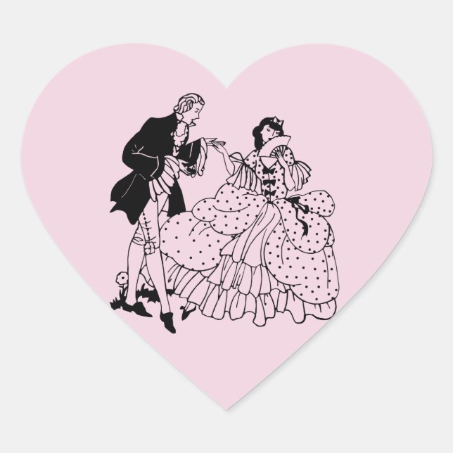 Marry Me Victorian Couple lovers Silhouette Art Heart Sticker (Front)