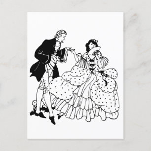 Marry Me Victorian Couple Silhouette Art Postcard