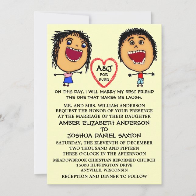 Marry My Best Friend People Cartoon Invitation (Front)