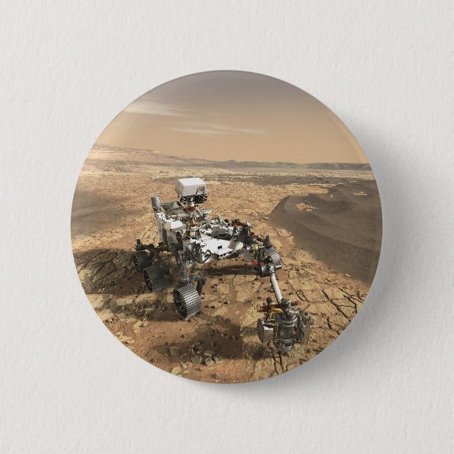 Mars 2020 Rover On The Surface Of Mars. 2 Inch Round Button (Front)
