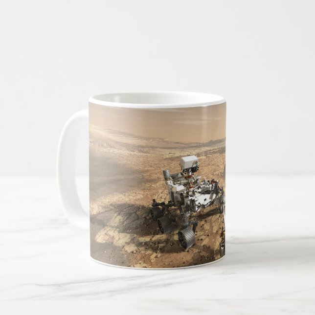 Mars 2020 Rover On The Surface Of Mars. Coffee Mug (Front Left)
