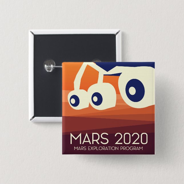Mars 2020 Rover Space Art 2 Inch Square Button (Front & Back)