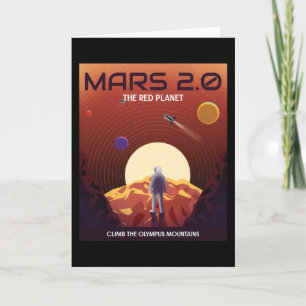 MARS 2.0 RED PLANET RETRO SPACE POSTER CARD
