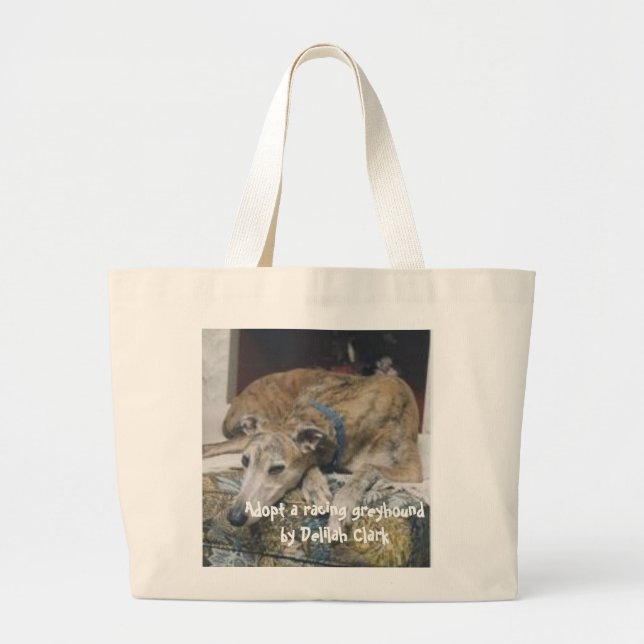 Mars, Adopt a racing greyhound by Delilah Clark Large Tote Bag (Front)