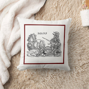 Mars Ares God of War Greco Roman Chariot Cartoon Throw Pillow