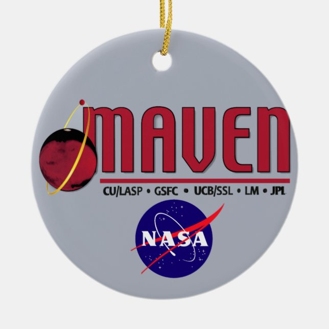 Mars Atmosphere and Volatile EvolutioN (MAVEN) Ceramic Ornament (Front)