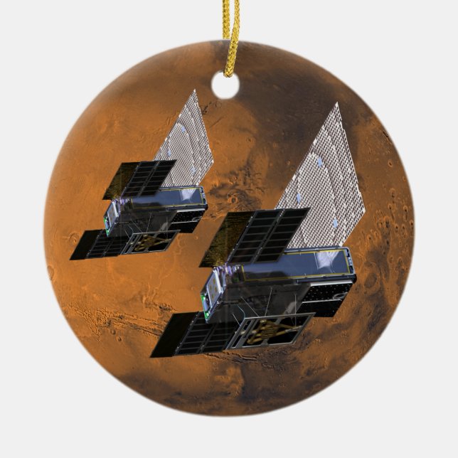 Mars Cubed by MarCO CubeSats Ceramic Ornament (Front)