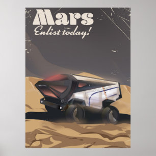 Mars, Enlist today! Retro Military space poster