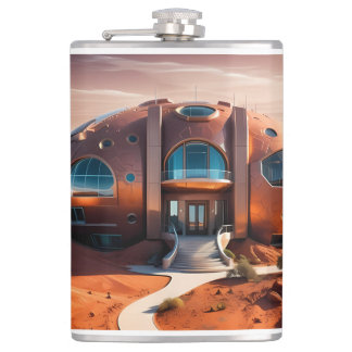 Mars Habitat Alpha – AI Sci-Fi Architecture Hip Flask
