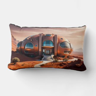 Mars Habitat Alpha – AI Sci-Fi Architecture Lumbar Pillow