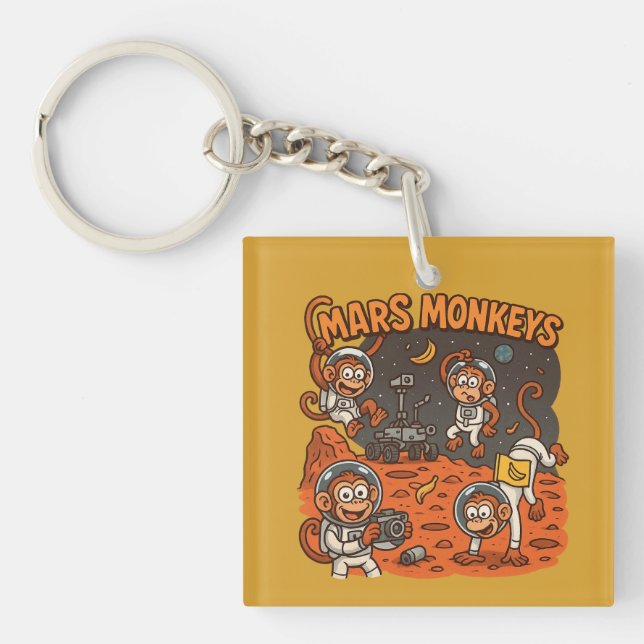Mars Monkeys funny animal Keychain (Front)