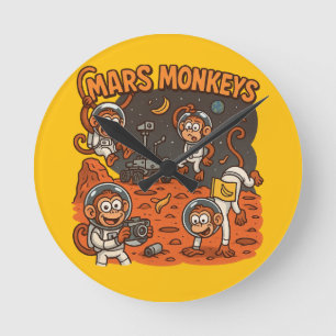 Mars Monkeys funny animal Round Clock