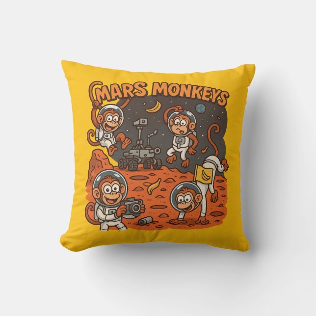 Mars Monkeys funny animal Throw Pillow (Front)