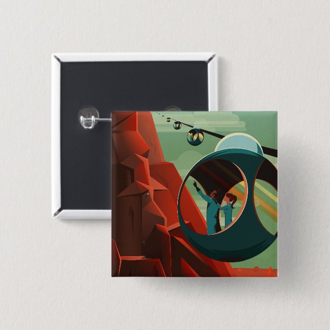 Mars Olympus Mons Highest Volcano Solar System 2 Inch Square Button (Front & Back)