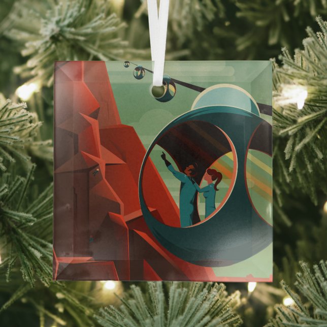 Mars Olympus Mons Highest Volcano Solar System Glass Ornament (Insitu)