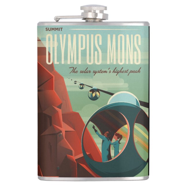 Mars Olympus Mons Highest Volcano Solar System Hip Flask (Front)