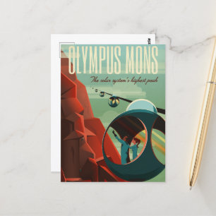 Mars Olympus Mons Highest Volcano Solar System Postcard