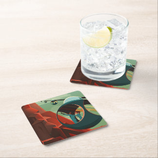 Mars Olympus Mons Highest Volcano Solar System Square Paper Coaster