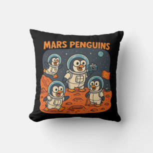 Mars Penguins funny animal space series! Throw Pillow