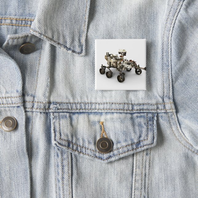 Mars Perseverance Rover On White Background. 2 Inch Square Button (In Situ)
