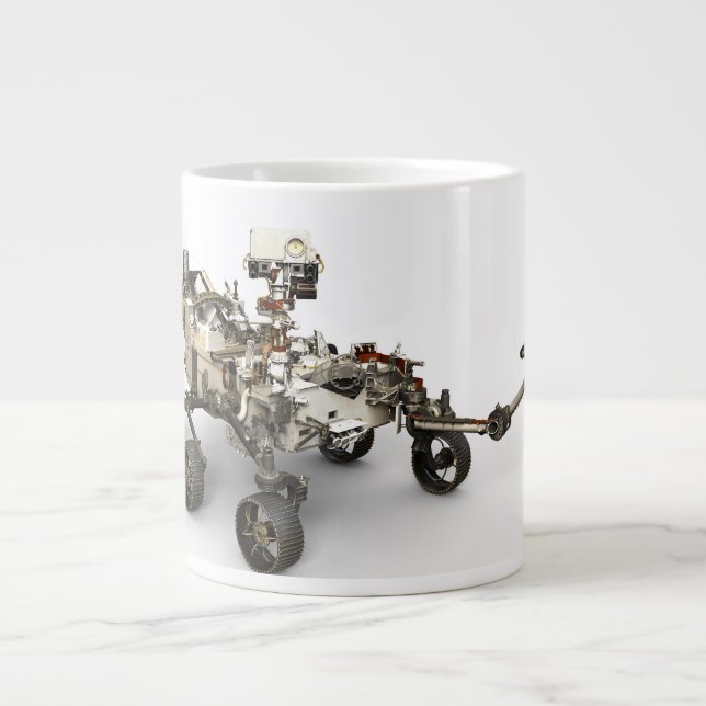 Mars Perseverance Rover On White Background. Large Coffee Mug (Front)