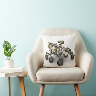 Mars Perseverance Rover On White Background. Throw Pillow