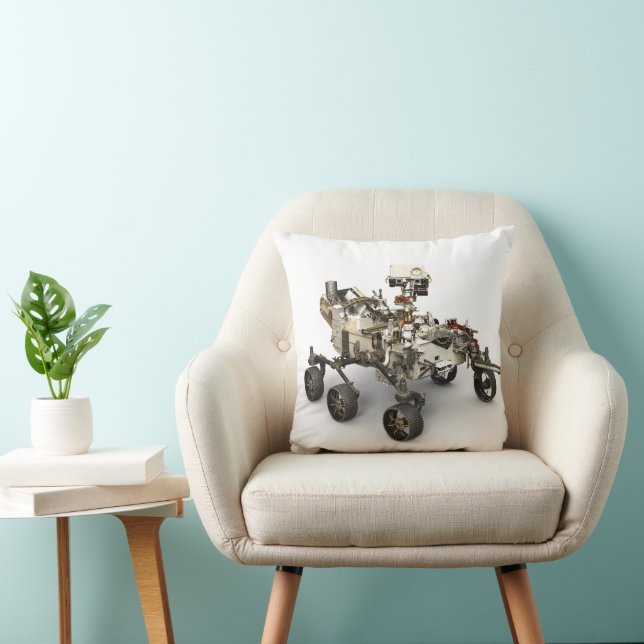 Mars Perseverance Rover On White Background. Throw Pillow (Chair)