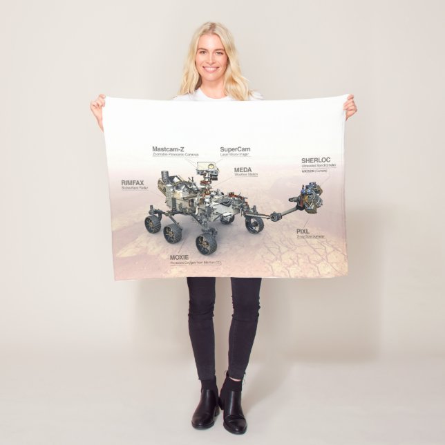 Mars Perseverance Rover With Instruments Fleece Blanket (In Situ)