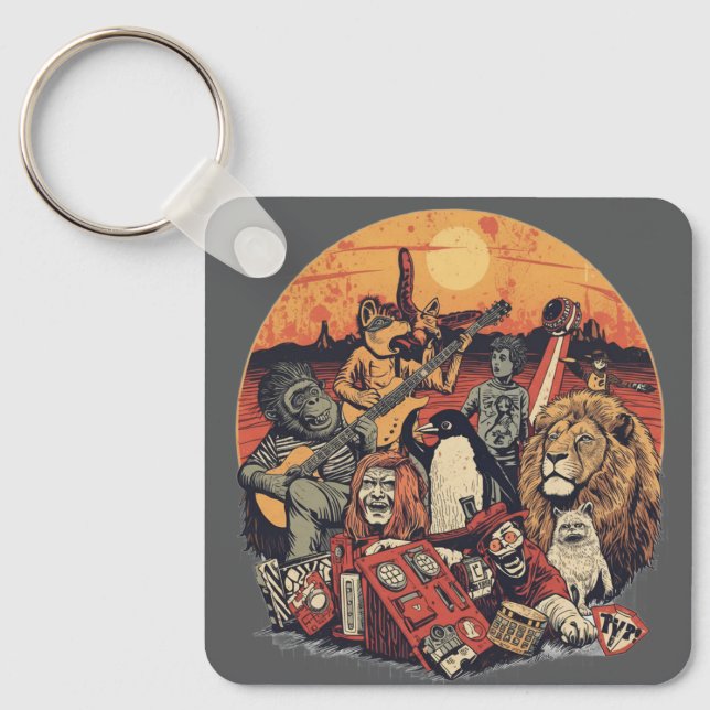Mars Pop Party Animals – Fun Music & Space Culture Keychain (Front)