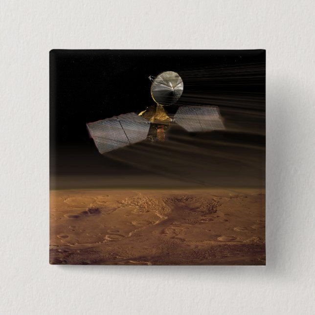 Mars Reconnaissance Orbiter 3 2 Inch Square Button (Front)