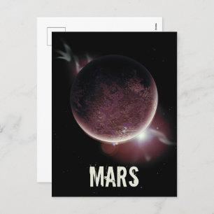 Mars red planet 3d universe space illustration holiday postcard
