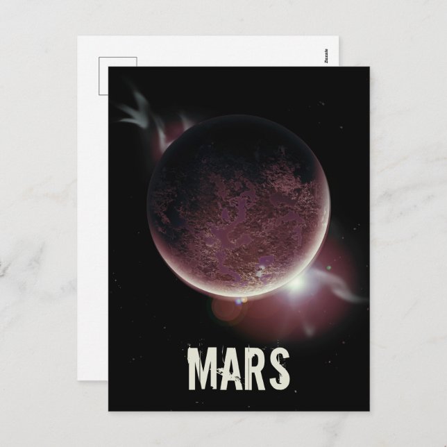 Mars red planet 3d universe space illustration holiday postcard (Front/Back)