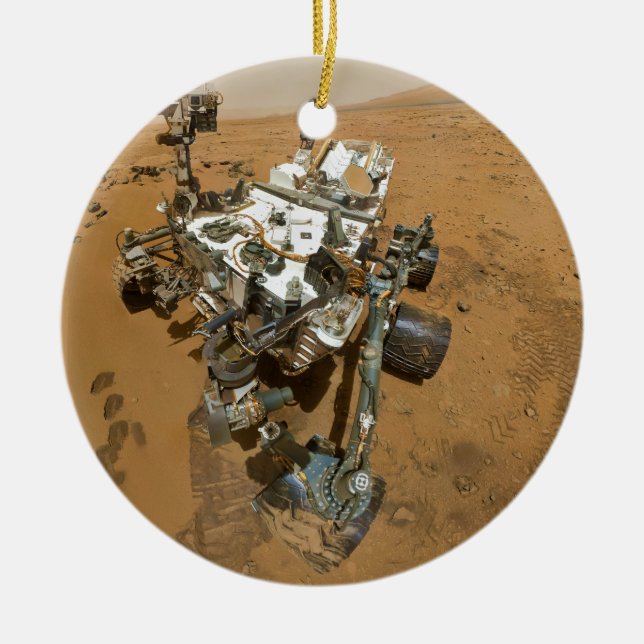 Mars Rover Curiosity at Rocknest Ceramic Ornament (Front)