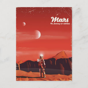 Mars Science fiction vintage travel poster Postcard