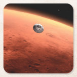 Mars Science Laboratory Approaching Mars. Square Paper Coaster<br><div class="desc">Artist's concept of Mars Science Laboratory spacecraft approaching Mars. The Curiosity rover is safely tucked inside the spacecraft's aeroshell.</div>