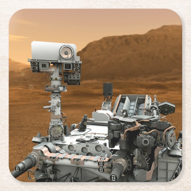 Mars Science Laboratory Curiosity Rover. 3 Square Paper Coaster (Front)