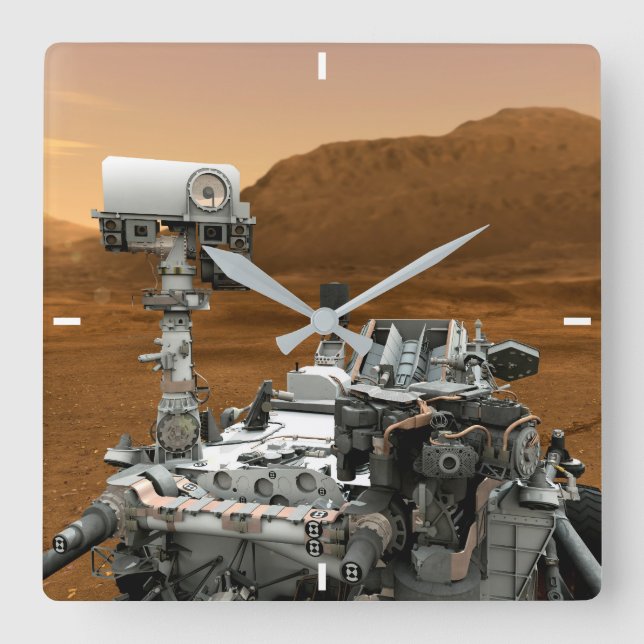 Mars Science Laboratory Curiosity Rover. 3 Square Wall Clock (Front)