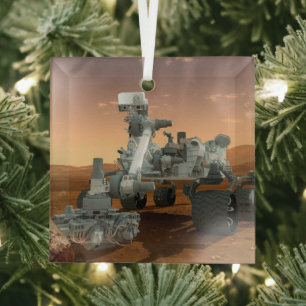 Mars Science Laboratory Curiosity Rover. 4 Glass Ornament