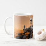 Mars Science Laboratory Curiosity Rover. Coffee Mug<br><div class="desc">Artist concept of Mars Science Laboratory Curiosity rover, a mobile robot for investigating Mars' past or present ability to sustain microbial life. In this picture, the rover examines a rock on Mars with a set of tools at the end of the rover's arm, which extends about 7 feet. Two instruments...</div>