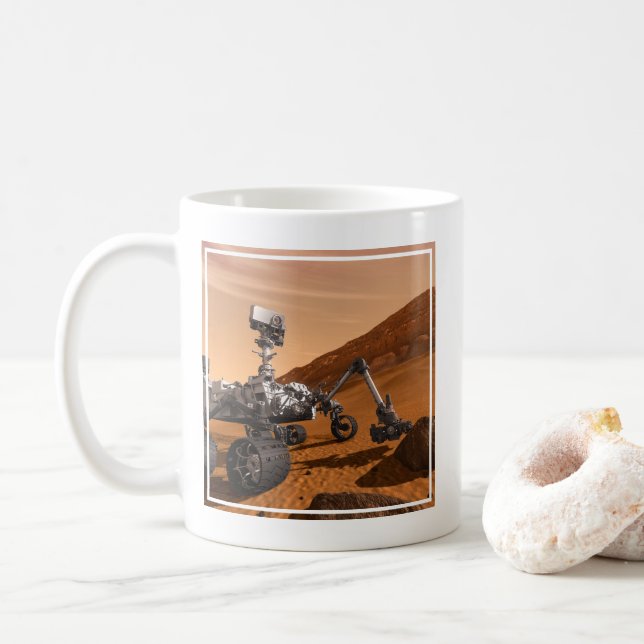 Mars Science Laboratory Curiosity Rover. Coffee Mug (With Donut)