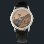 Mars Science Laboratory Curiosity Rover. Watch<br><div class="desc">Artist concept of Mars Science Laboratory Curiosity rover, a mobile robot for investigating Mars' past or present ability to sustain microbial life. In this picture, the rover examines a rock on Mars with a set of tools at the end of the rover's arm, which extends about 7 feet. Two instruments...</div>