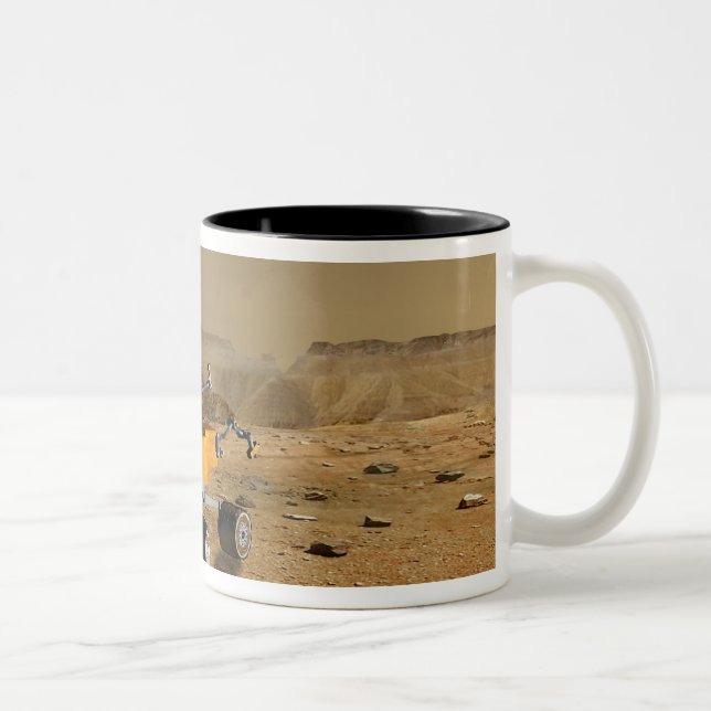 Mars Science Laboratory travels near a canyon Two-Tone Coffee Mug (Right)