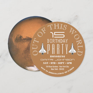 Mars, Space Shuttle Birthday Party Invitation